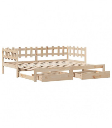 vidaXL Daybed with Trundle and Drawers without Mattress 80x200 cm