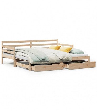 vidaXL Daybed with Trundle and Drawers without Mattress 90x200 cm
