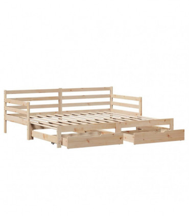 vidaXL Daybed with Trundle and Drawers without Mattress 90x200 cm