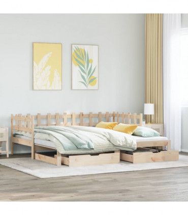 vidaXL Daybed with Trundle and Drawers without Mattress 90x200 cm