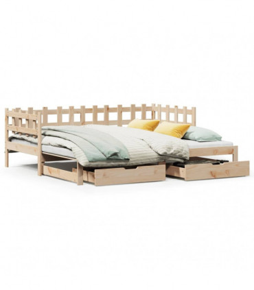 vidaXL Daybed with Trundle and Drawers without Mattress 90x200 cm