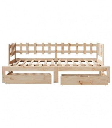 vidaXL Daybed with Trundle and Drawers without Mattress 90x200 cm