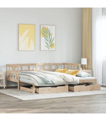 vidaXL Daybed with Trundle and Drawers without Mattress 90x200 cm