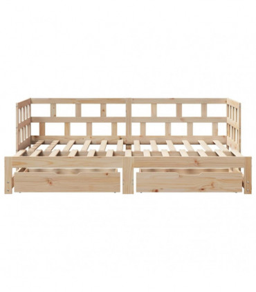 vidaXL Daybed with Trundle and Drawers without Mattress 90x200 cm