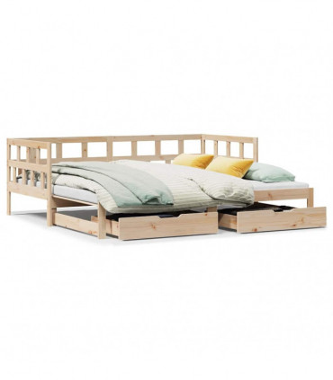 vidaXL Daybed with Trundle and Drawers without Mattress 90x200 cm