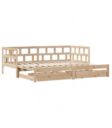 vidaXL Daybed with Trundle and Drawers without Mattress 90x200 cm