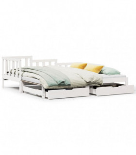 vidaXL Daybed with Trundle and Drawers without Mattress White 90x190 cm Single