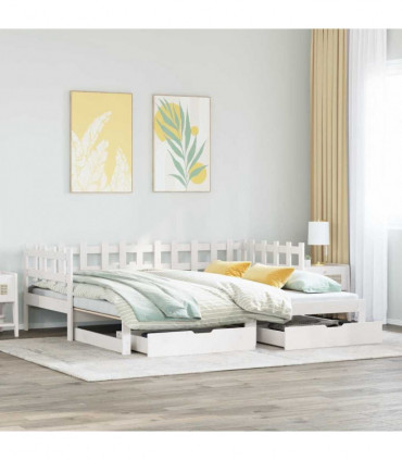 vidaXL Daybed with Trundle and Drawers without Mattress White 90x190 cm Single