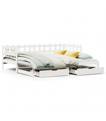 vidaXL Daybed with Trundle and Drawers without Mattress White 90x190 cm Single