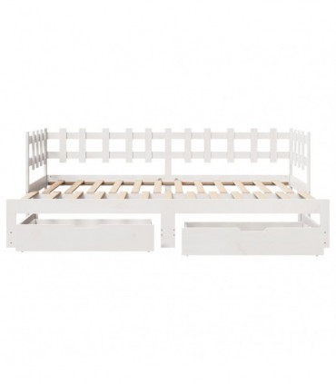 vidaXL Daybed with Trundle and Drawers without Mattress White 90x190 cm Single