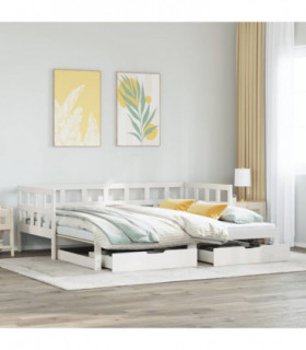 vidaXL Daybed with Trundle and Drawers without Mattress White 90x190 cm Single