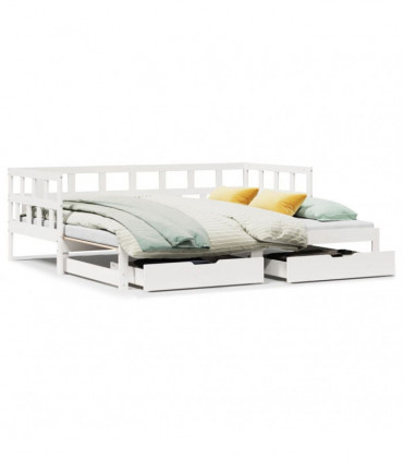 vidaXL Daybed with Trundle and Drawers without Mattress White 90x190 cm Single