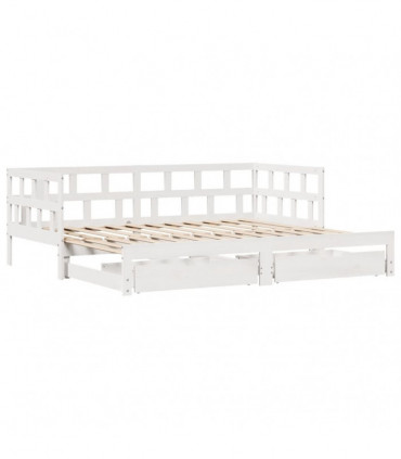 vidaXL Daybed with Trundle and Drawers without Mattress White 90x190 cm Single