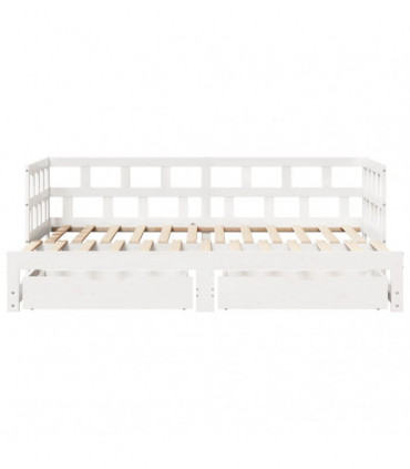 vidaXL Daybed with Trundle and Drawers without Mattress White 90x190 cm Single