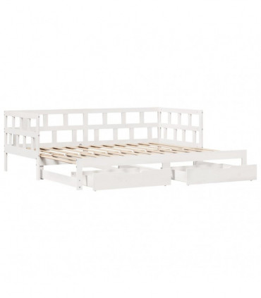 vidaXL Daybed with Trundle and Drawers without Mattress White 90x190 cm Single