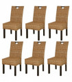 vidaXL Dining Chair 6 pcs Kubu Rattan Mango Wood
