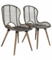 vidaXL Dining Chairs 2 pcs Brown Natural Rattan