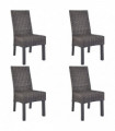 vidaXL Dining Chairs 4 pcs Brown Kubu Rattan and Mango Wood