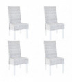 vidaXL Dining Chairs 4 pcs Light Brown Kubu Rattan and Mango Wood