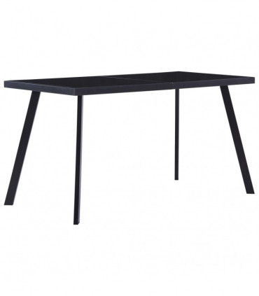 vidaXL Dining Table Black 140x70x75 cm Tempered Glass