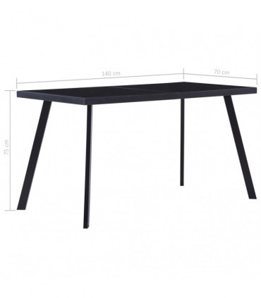 vidaXL Dining Table Black 140x70x75 cm Tempered Glass