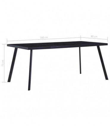 vidaXL Dining Table Black 160x80x75 cm Tempered Glass