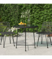 vidaXL Dining Table Black Ø80 cm Tempered Glass and Steel