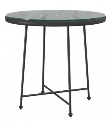 vidaXL Dining Table Black Ø80 cm Tempered Glass and Steel
