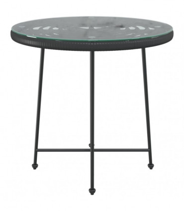 vidaXL Dining Table Black Ø80 cm Tempered Glass and Steel