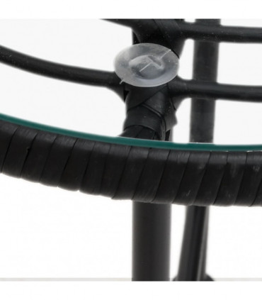 vidaXL Dining Table Black Ø80 cm Tempered Glass and Steel