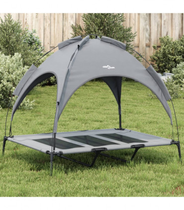 vidaXL Dog Bed with Canopy Anthracite Oxford Fabric and Steel