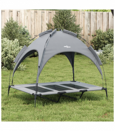 vidaXL Dog Bed with Canopy Anthracite Oxford Fabric and Steel