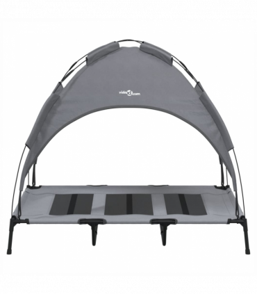 vidaXL Dog Bed with Canopy Anthracite Oxford Fabric and Steel