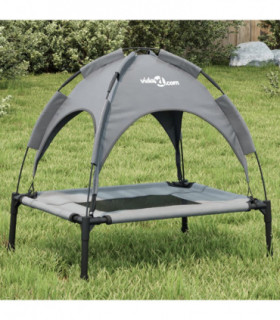 vidaXL Dog Bed with Canopy Anthracite Oxford Fabric and Steel