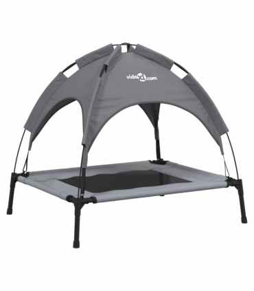 vidaXL Dog Bed with Canopy Anthracite Oxford Fabric and Steel