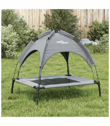 vidaXL Dog Bed with Canopy Anthracite Oxford Fabric and Steel