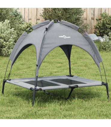vidaXL Dog Bed with Canopy Anthracite Oxford Fabric and Steel