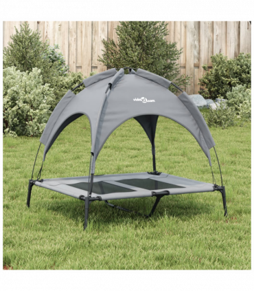 vidaXL Dog Bed with Canopy Anthracite Oxford Fabric and Steel