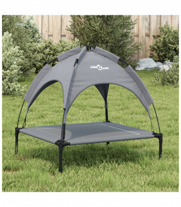 vidaXL Dog Bed with Canopy Anthracite Oxford Fabric and Steel