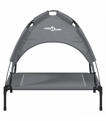 vidaXL Dog Bed with Canopy Anthracite Oxford Fabric and Steel