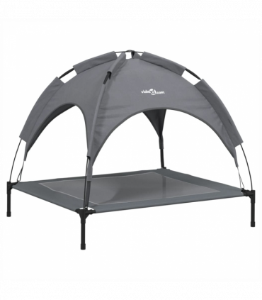 vidaXL Dog Bed with Canopy Anthracite Oxford Fabric and Steel