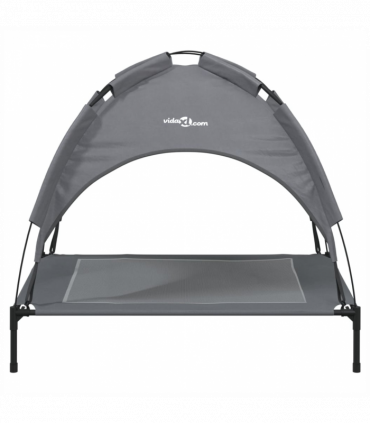 vidaXL Dog Bed with Canopy Anthracite Oxford Fabric and Steel