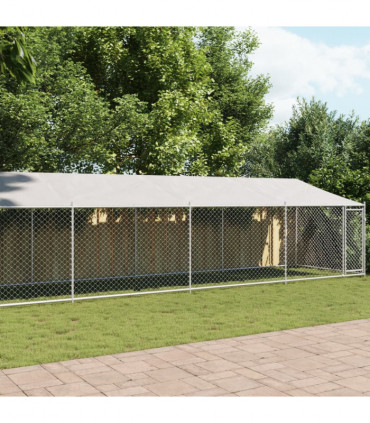 vidaXL Dog Cage with Roof and Door Grey 10x2x2 m Galvanised Steel