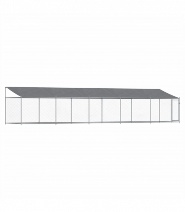 vidaXL Dog Cage with Roof and Door Grey 10x2x2 m Galvanised Steel