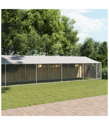 vidaXL Dog Cage with Roof and Door Grey 10x2x2 m Galvanised Steel