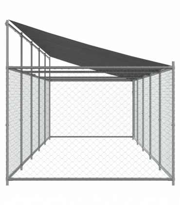 vidaXL Dog Cage with Roof and Door Grey 10x2x2 m Galvanised Steel