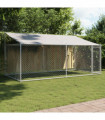vidaXL Dog Cage with Roof and Door Grey 4x2x2 m Galvanised Steel