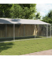 vidaXL Dog Cage with Roof and Door Grey 8x2x2 m Galvanised Steel