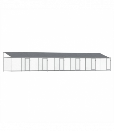 vidaXL Dog Cage with Roof and Doors Grey 12x2x2 m Galvanised Steel