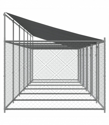 vidaXL Dog Cage with Roof and Doors Grey 12x2x2 m Galvanised Steel